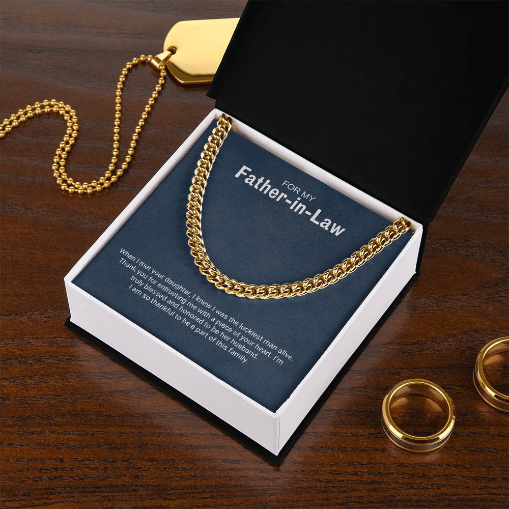 To My Father in Law / Luckiest Man / Cuban Chain Necklace