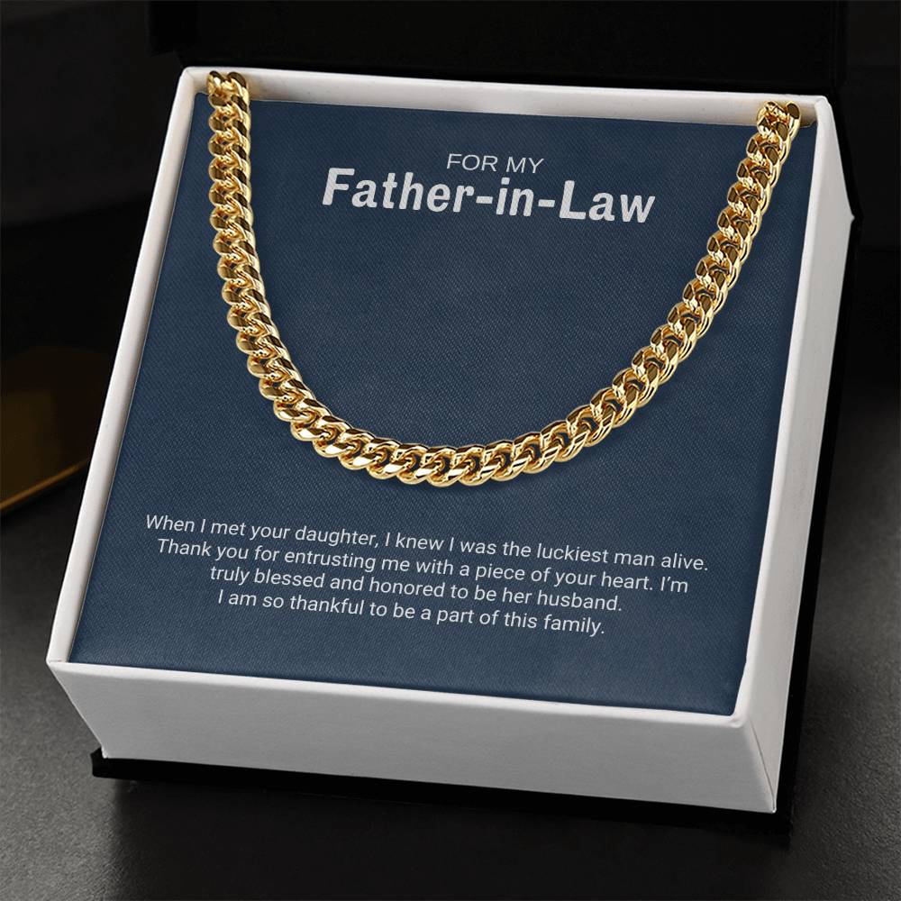 To My Father in Law / Luckiest Man / Cuban Chain Necklace