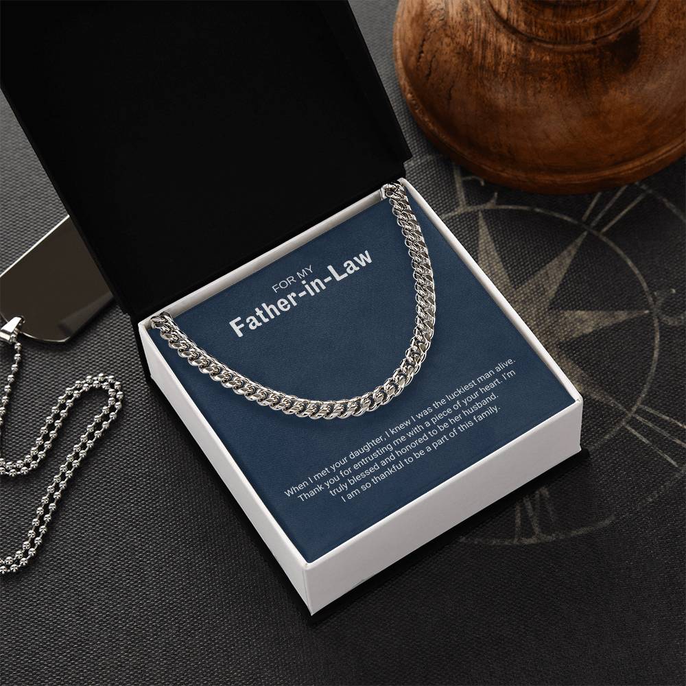 To My Father in Law / Luckiest Man / Cuban Chain Necklace