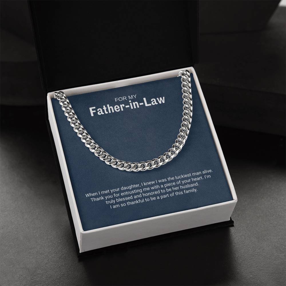 To My Father in Law / Luckiest Man / Cuban Chain Necklace