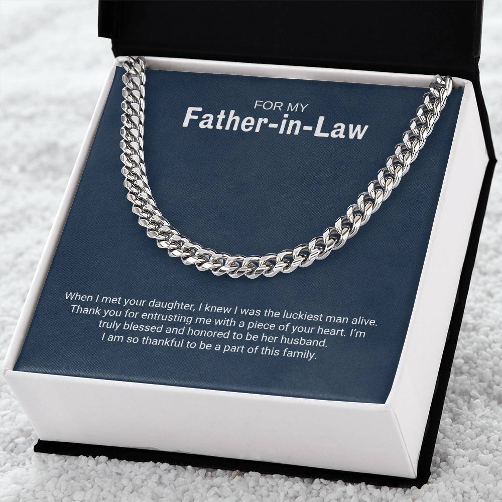To My Father in Law / Luckiest Man / Cuban Chain Necklace