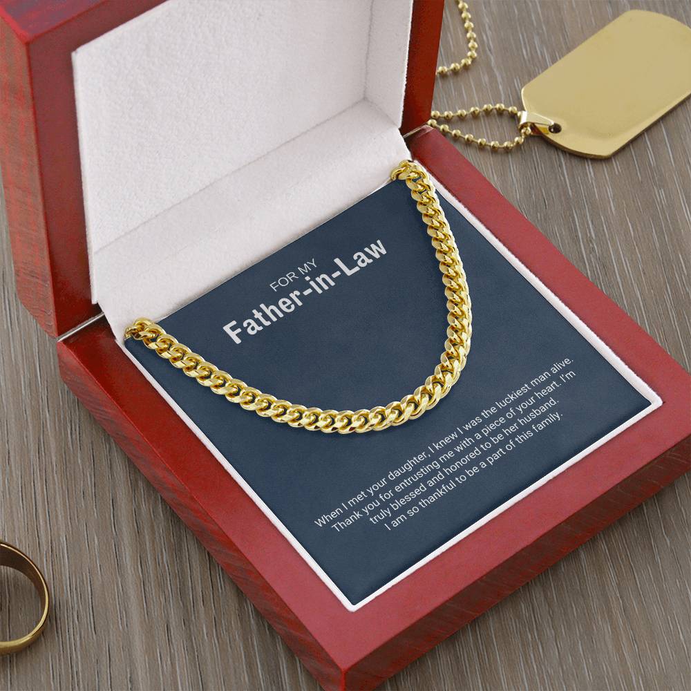 To My Father in Law / Luckiest Man / Cuban Chain Necklace