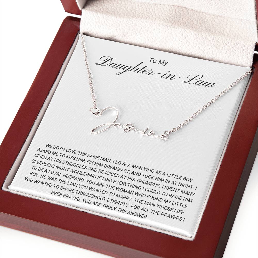 To My Daughter in Law / Answer to Prayer / Signature Name Necklace