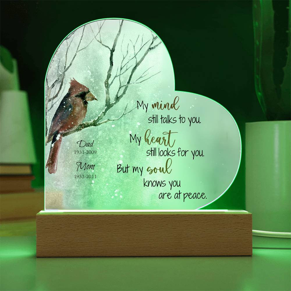 Cardinal in Snow Memorial Heart Plaque