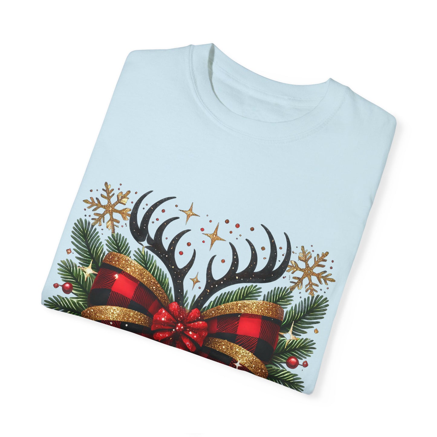 Christmas Coquette Bow with Holly and Antlers
