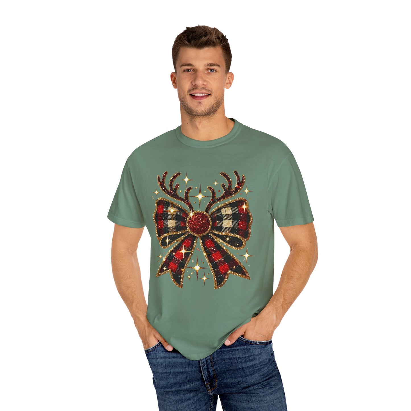 Christmas Coquette Bow with Antlers