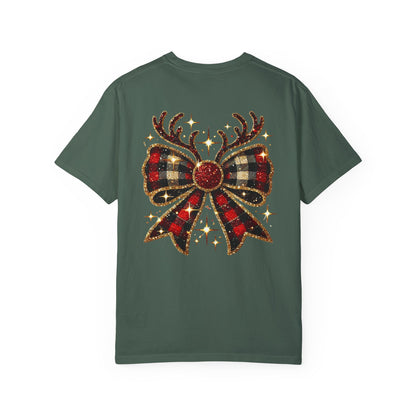 Christmas Coquette Bow with Antlers