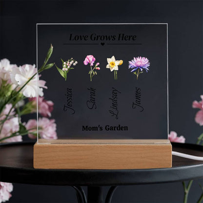 Love Grows Here - Garden Color Flower Acrylic Plaque