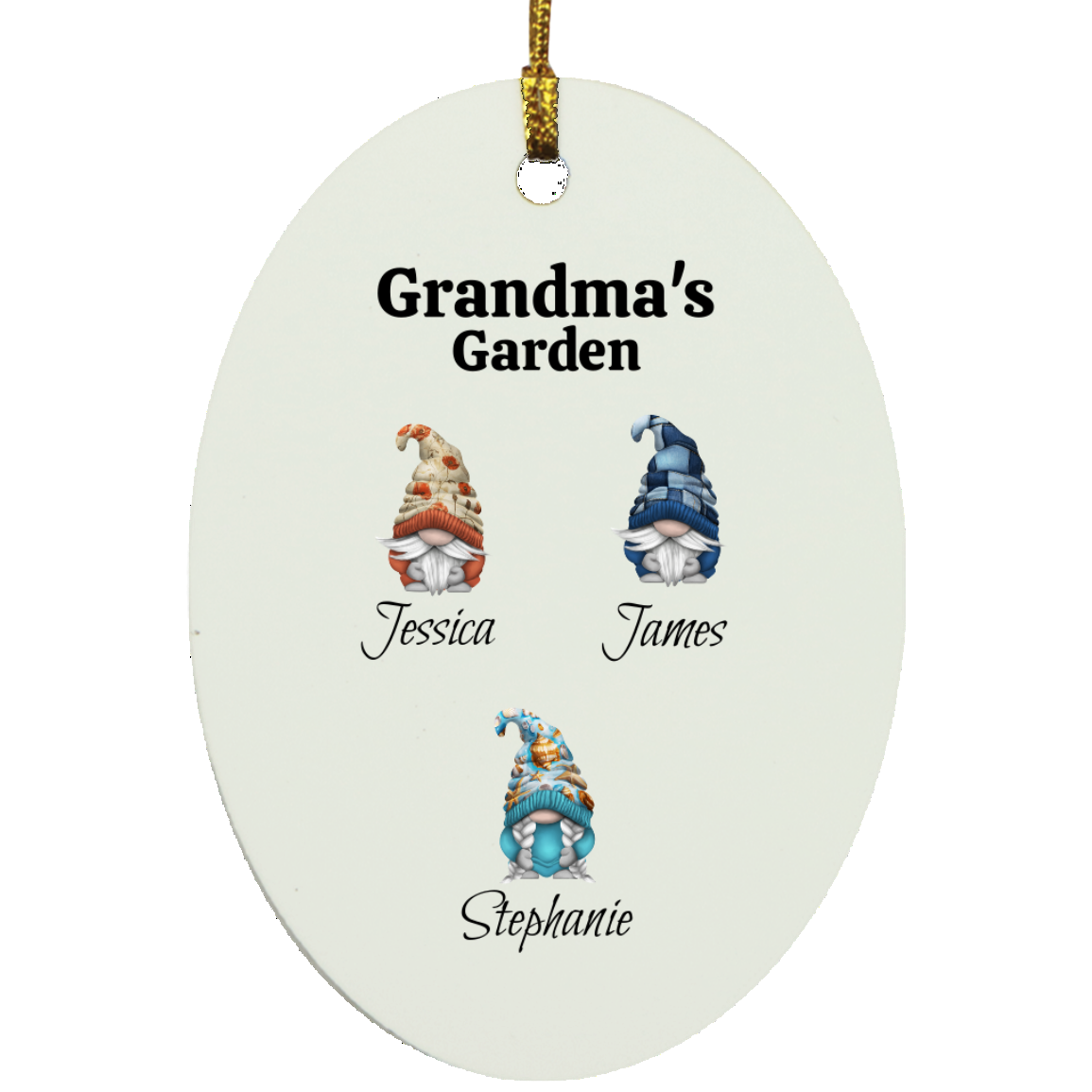 Grandma's Garden Gnomes Personalized Ornament