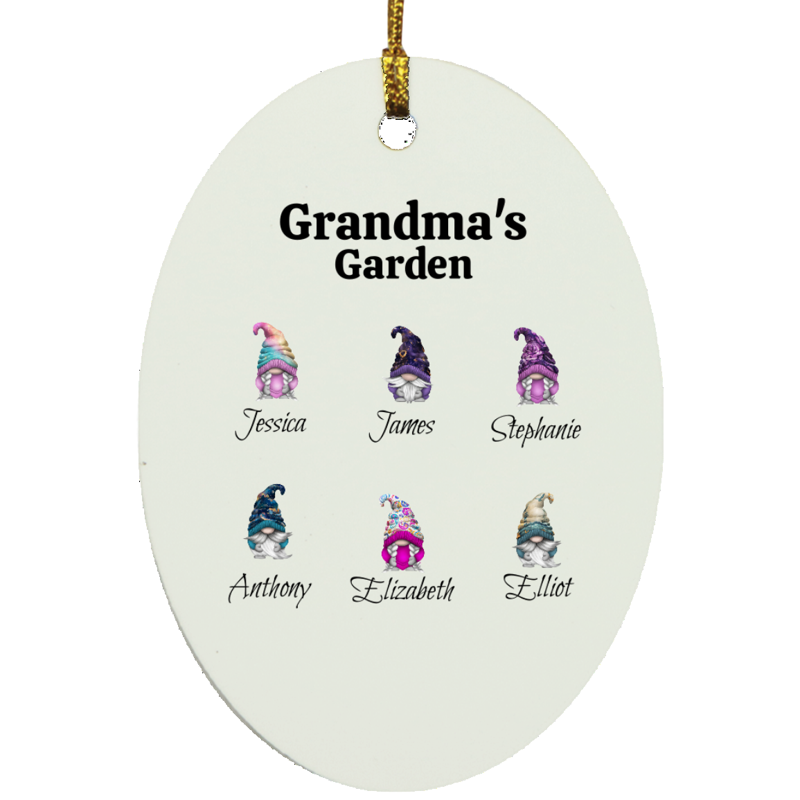 Grandma's Garden Gnomes Personalized Ornament