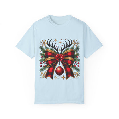 Christmas Coquette Bow with Holly and Antlers