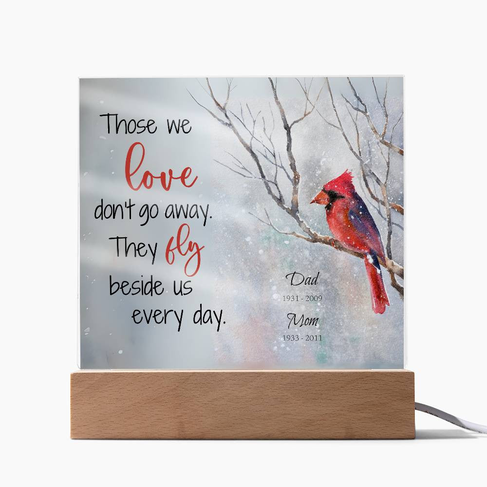 Cardinal in Snow Memorial Square Acrylic Plaque