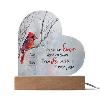 Cardinal in Snow Memorial Heart Plaque