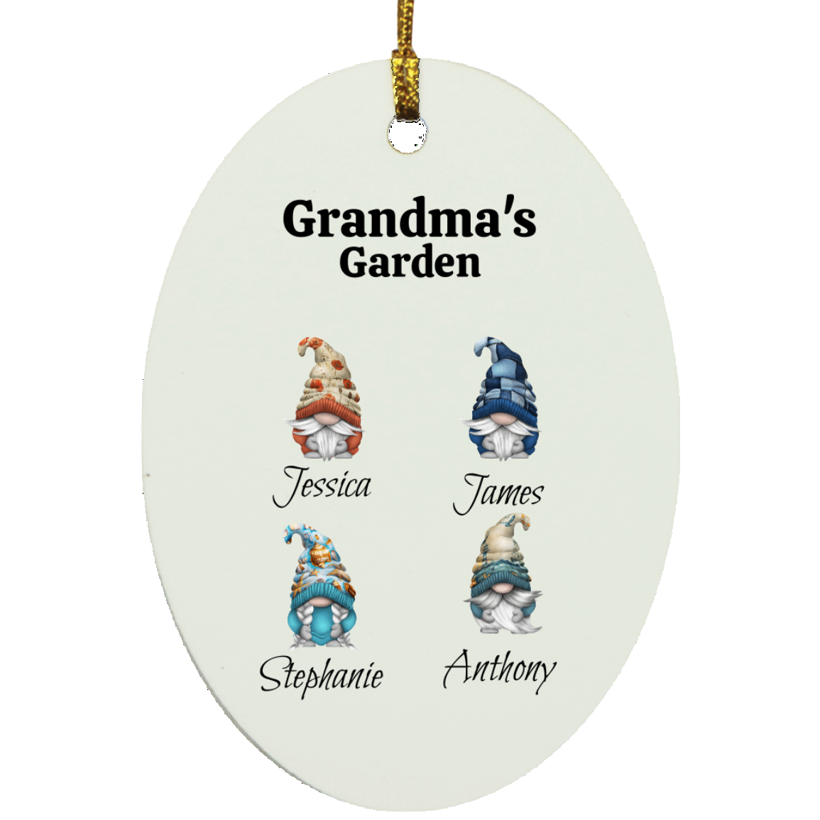 Grandma's Garden Gnomes Personalized Ornament