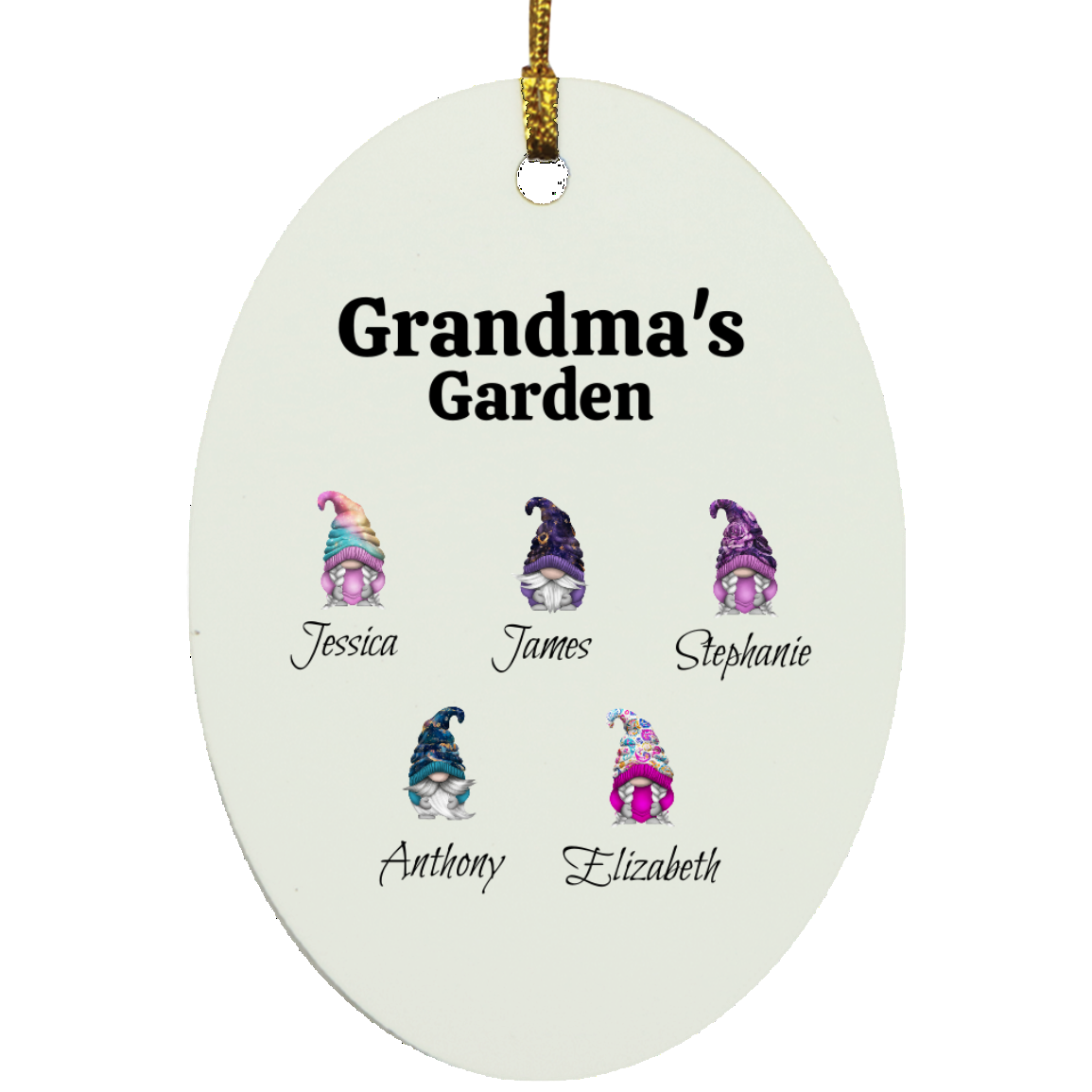 Grandma's Garden Gnomes Personalized Ornament