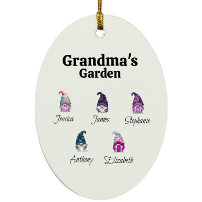 Grandma's Garden Gnomes Personalized Ornament