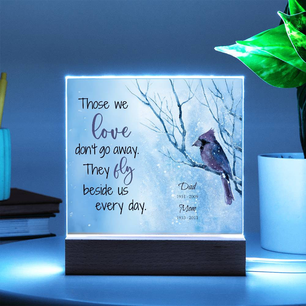 Cardinal in Snow Memorial Square Acrylic Plaque