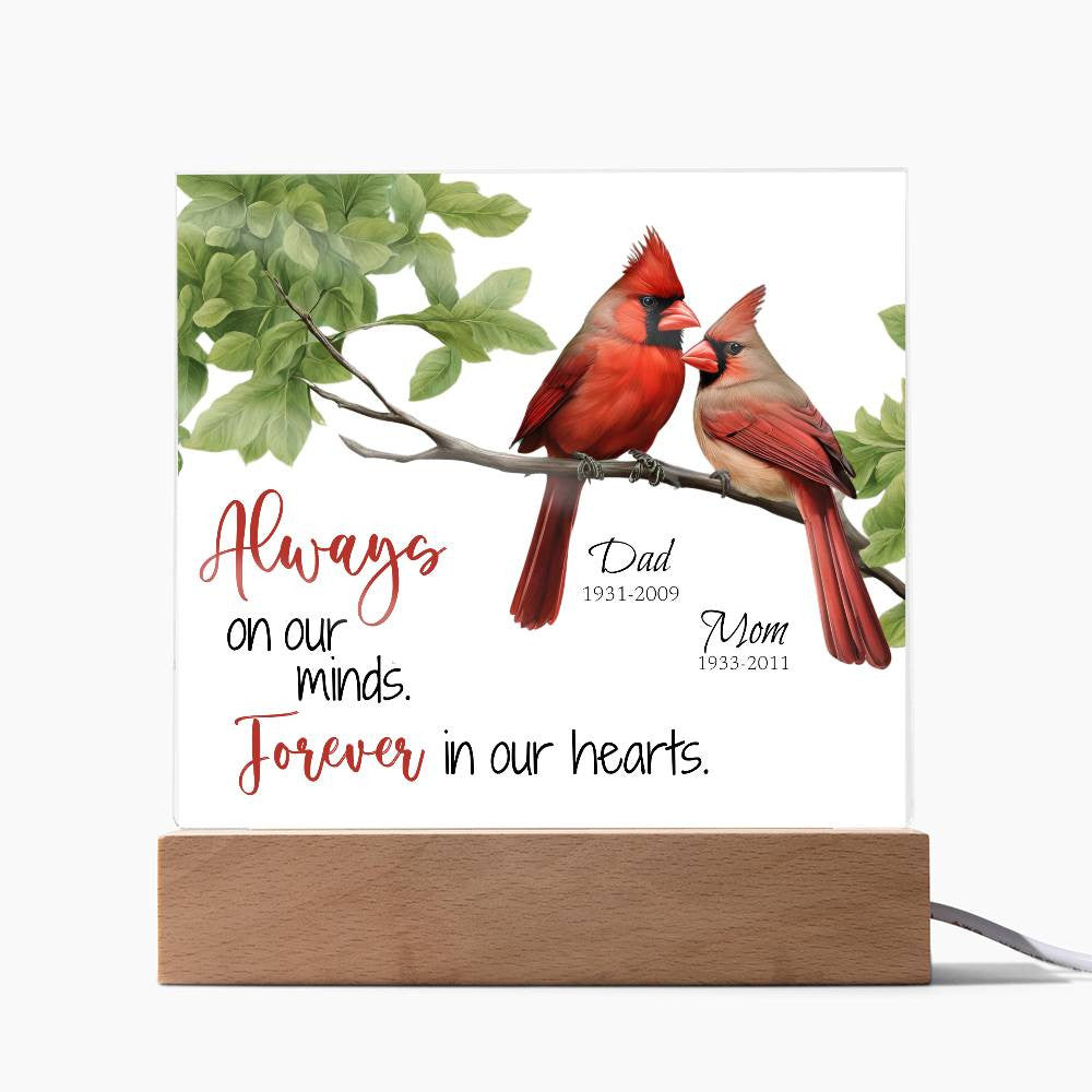 Cardinals in Spring Memorial Acrylic Plaque