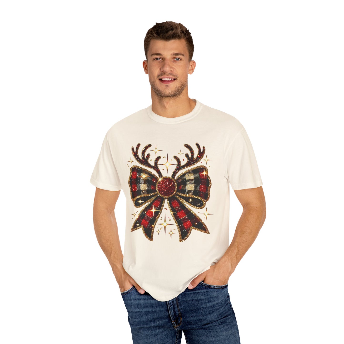 Christmas Coquette Bow with Antlers