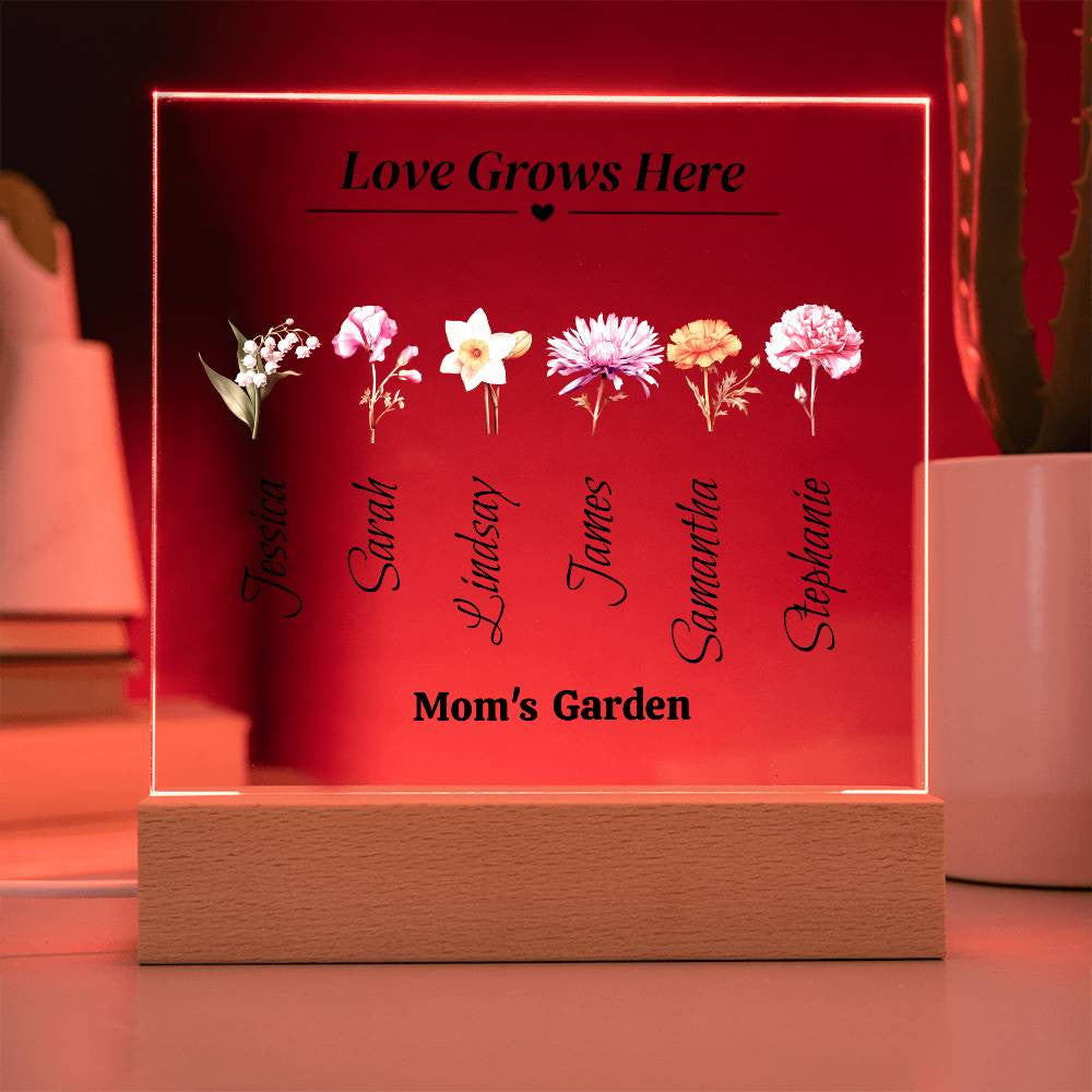 Love Grows Here - Garden Color Flower Acrylic Plaque