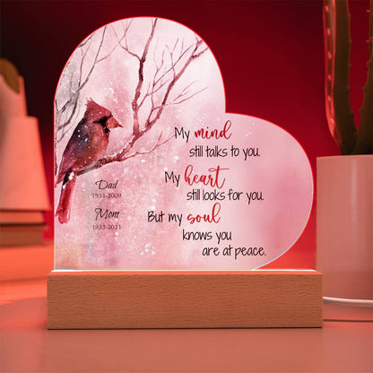 Cardinal in Snow Memorial Heart Plaque