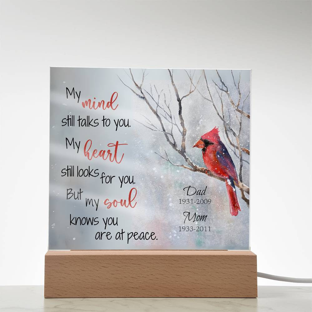 Cardinal in Snow Memorial Square Acrylic Plaque