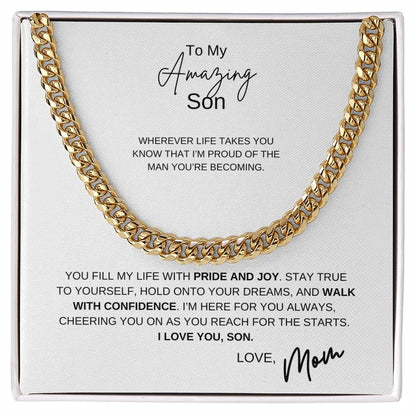 To My Son / Love Mom / Cuban Chain Necklace