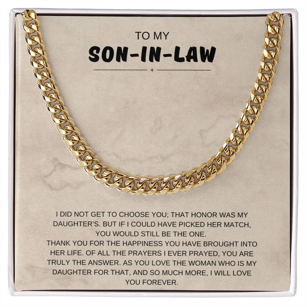 To My Son in Law / You're The One / Cuban Chain Necklace