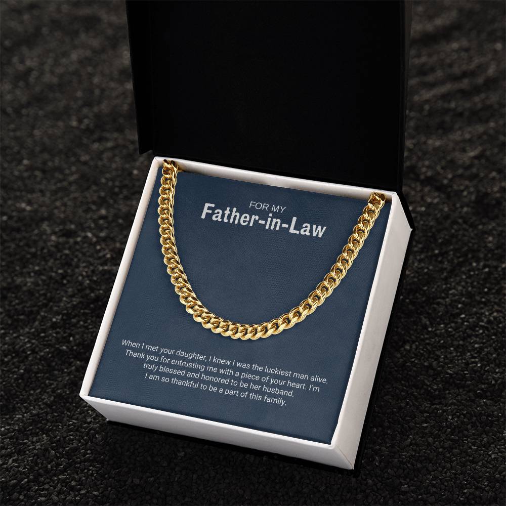 To My Father in Law / Luckiest Man / Cuban Chain Necklace