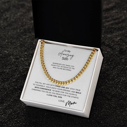 To My Son / Love Mom / Cuban Chain Necklace