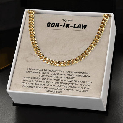 To My Son in Law / You're The One / Cuban Chain Necklace