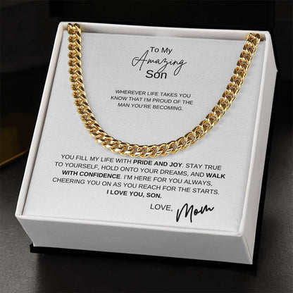 To My Son / Love Mom / Cuban Chain Necklace