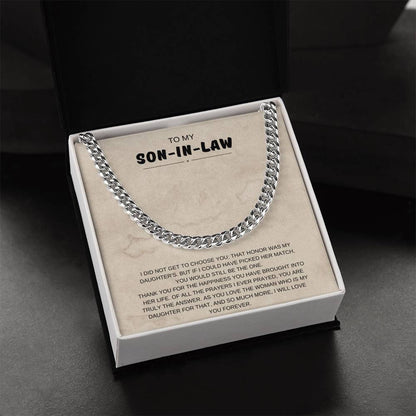 To My Son in Law / You're The One / Cuban Chain Necklace