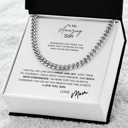 To My Son / Love Mom / Cuban Chain Necklace