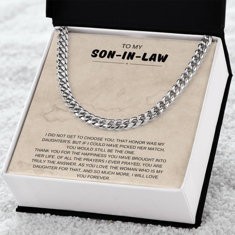 To My Son in Law / You're The One / Cuban Chain Necklace