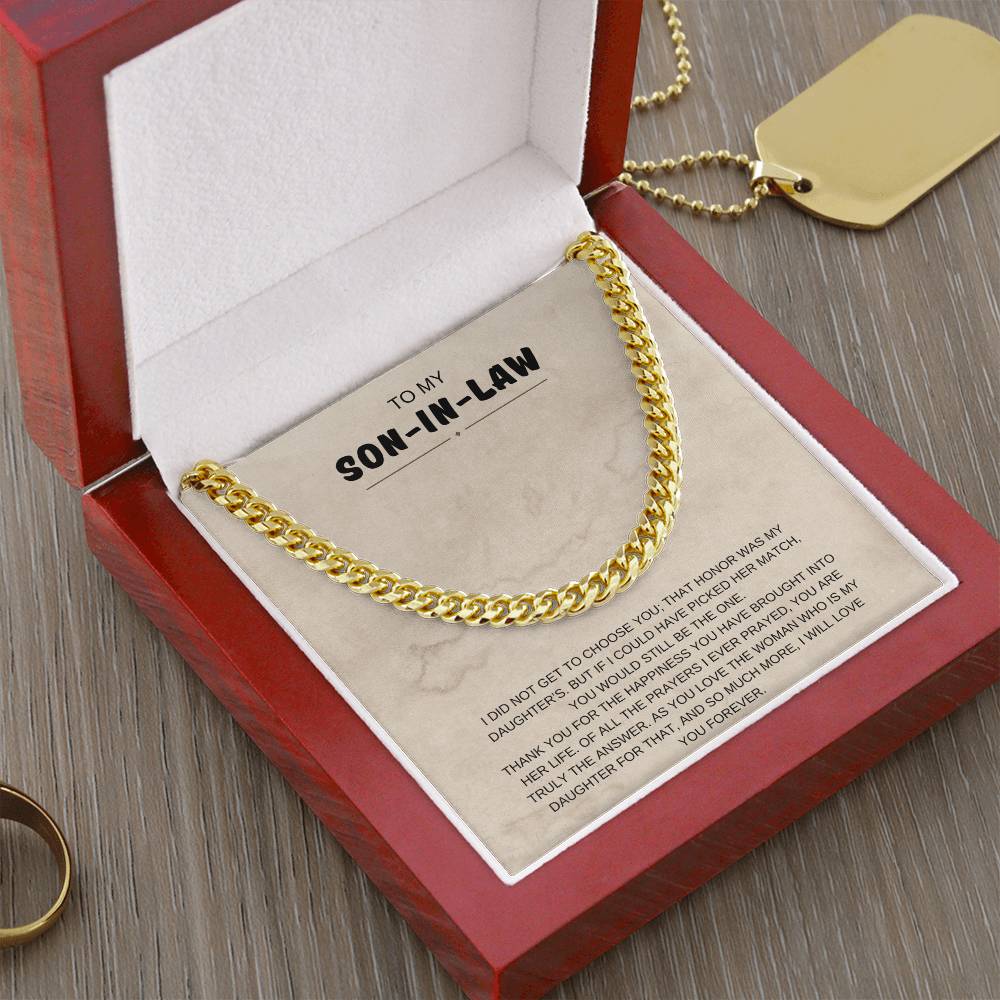 To My Son in Law / You're The One / Cuban Chain Necklace