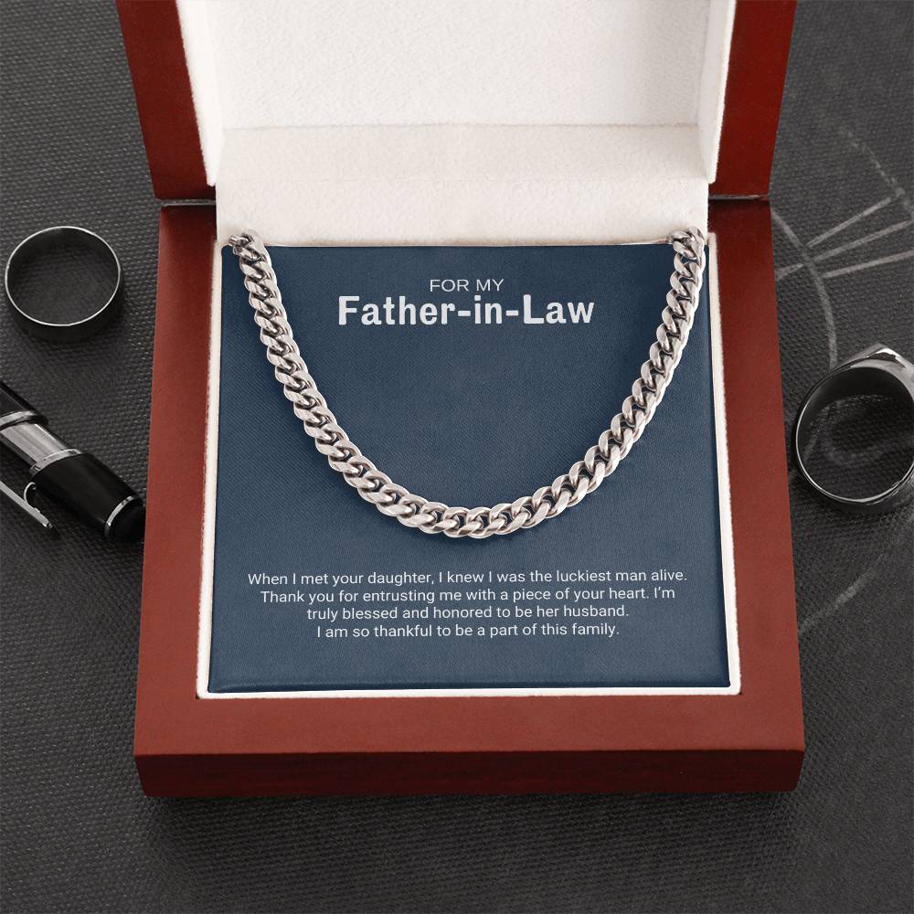 To My Father in Law / Luckiest Man / Cuban Chain Necklace