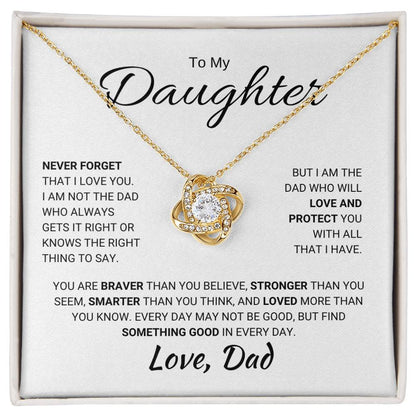 To My Daughter / Never Forget I Love You / Love Knot Necklace