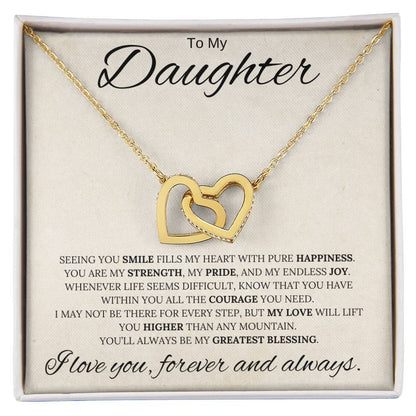 To My Daughter / My Greatest Blessing / Interlocking Heart Necklace