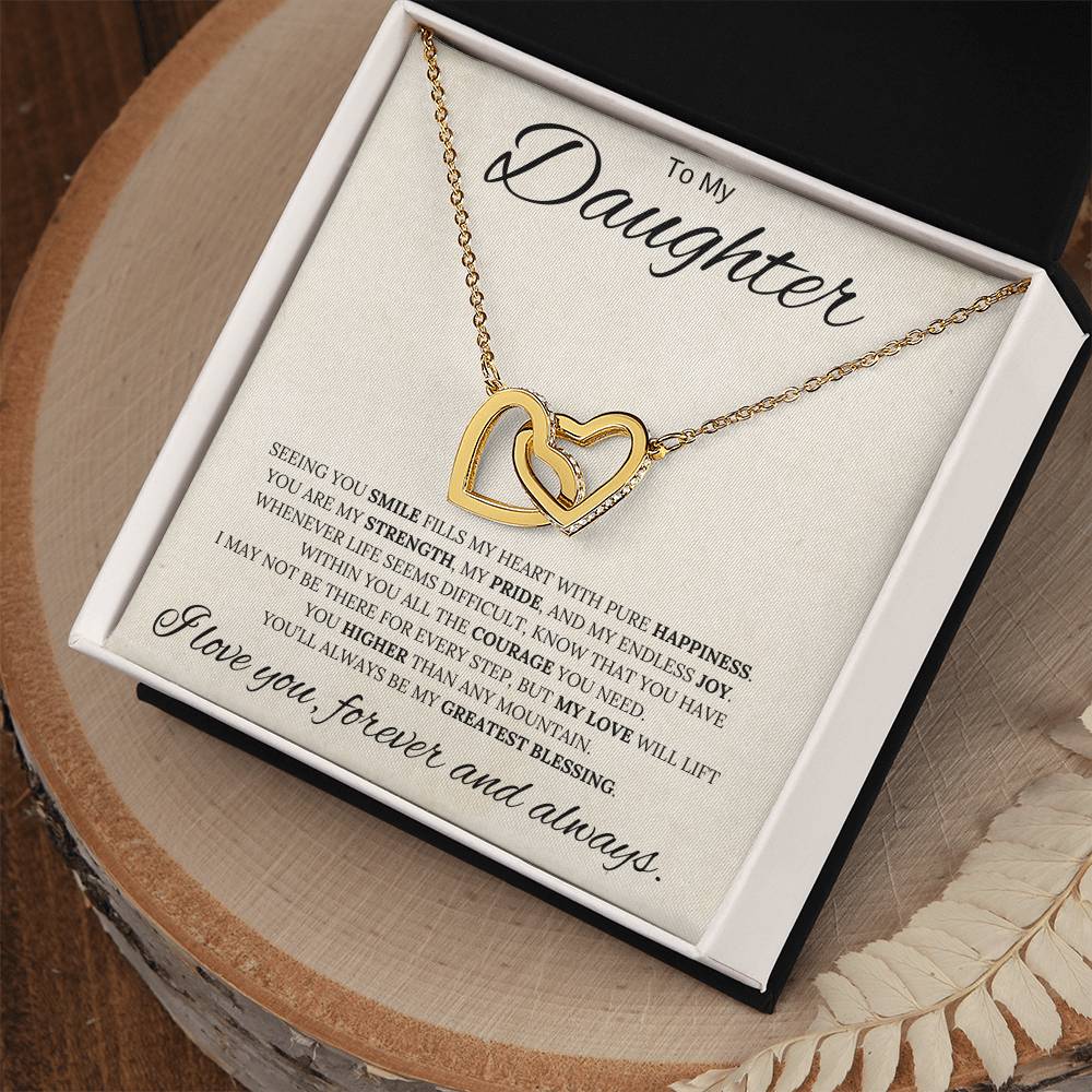 To My Daughter / My Greatest Blessing / Interlocking Heart Necklace