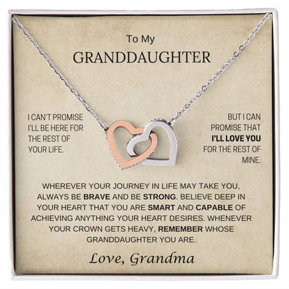 To My Granddaughter / Remember Who You Are / Interlocking Hearts Necklace