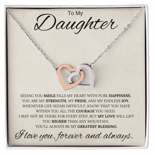 To My Daughter / My Greatest Blessing / Interlocking Heart Necklace