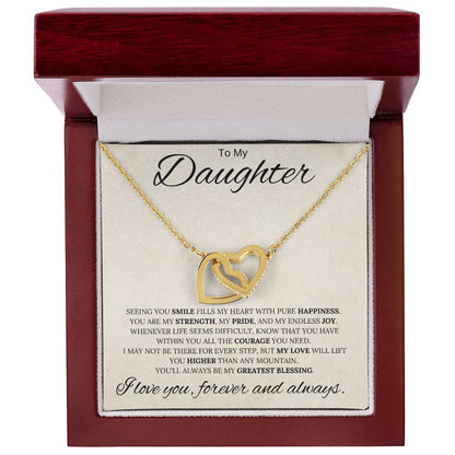 To My Daughter / My Greatest Blessing / Interlocking Heart Necklace