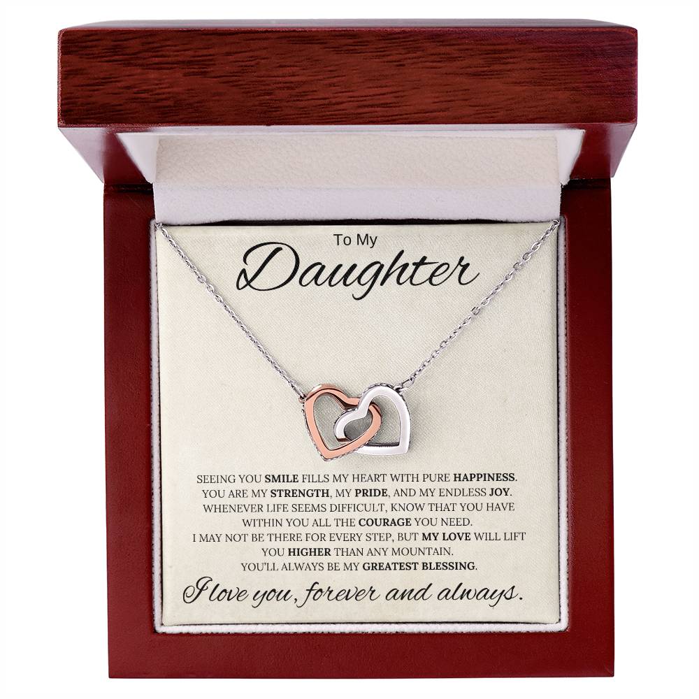 To My Daughter / My Greatest Blessing / Interlocking Heart Necklace