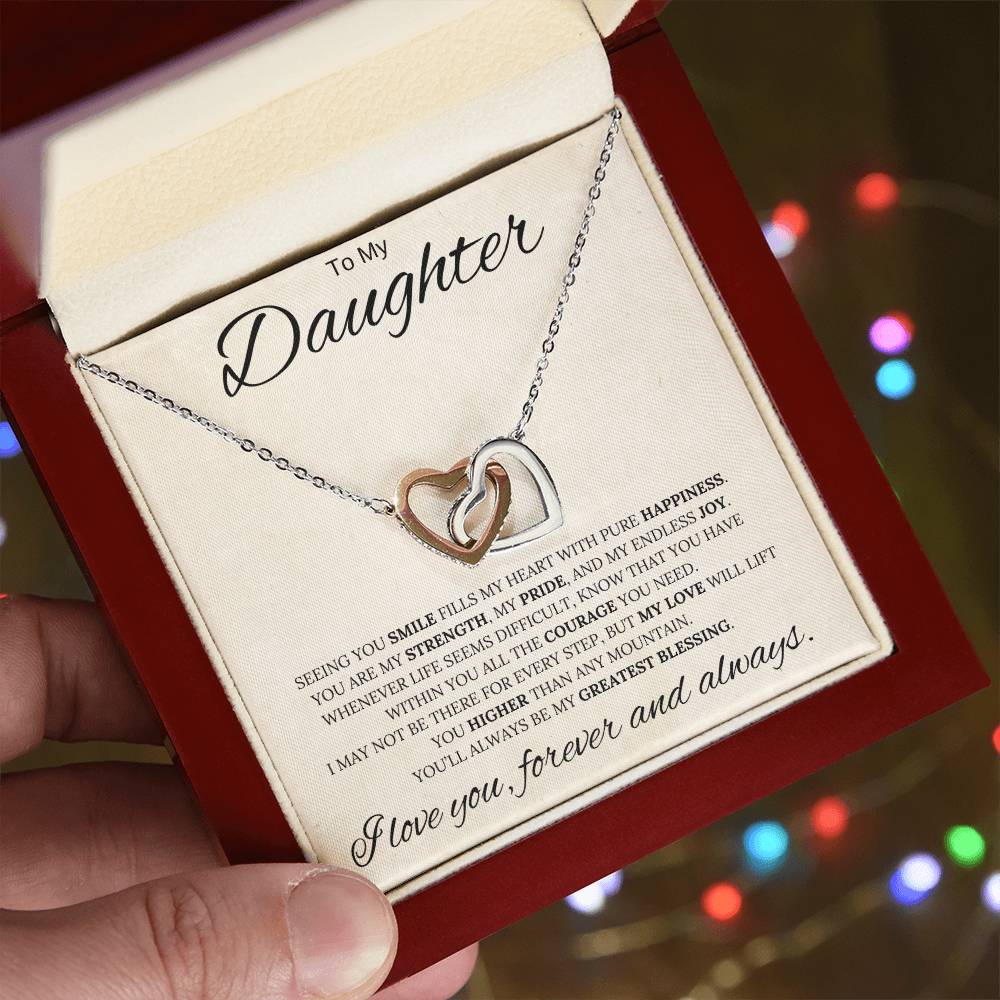 To My Daughter / My Greatest Blessing / Interlocking Heart Necklace