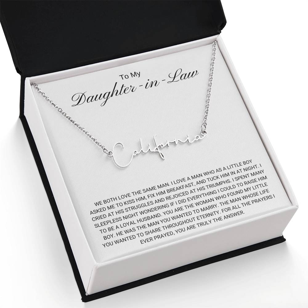 To My Daughter in Law / Answer to Prayer / Signature Name Necklace