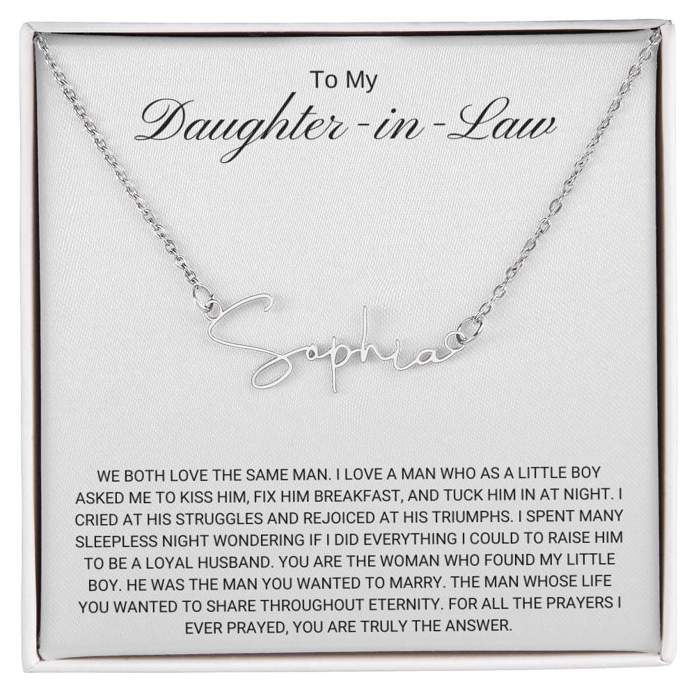 To My Daughter in Law / Answer to Prayer / Signature Name Necklace