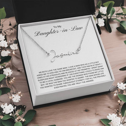 To My Daughter in Law / Answer to Prayer / Signature Name Necklace