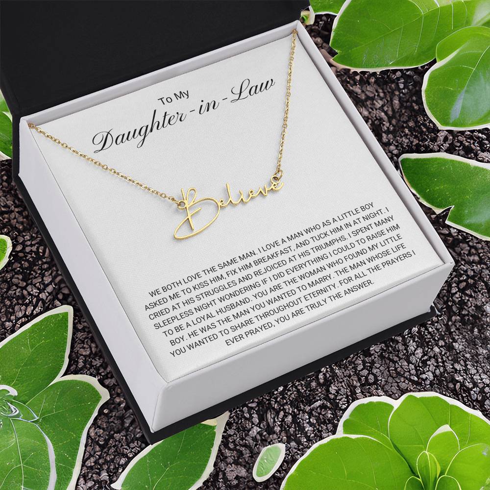 To My Daughter in Law / Answer to Prayer / Signature Name Necklace