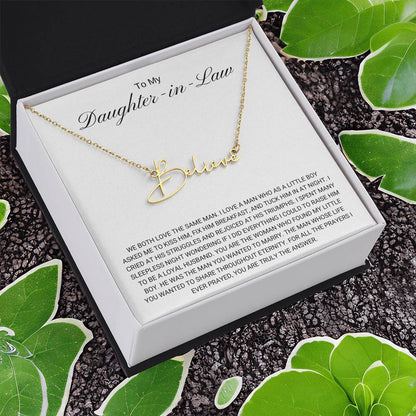 To My Daughter in Law / Answer to Prayer / Signature Name Necklace